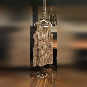 Chadwicks Boucle Tweed Brown Sleeveless Dress Size 16 Knee-Length Plus Size